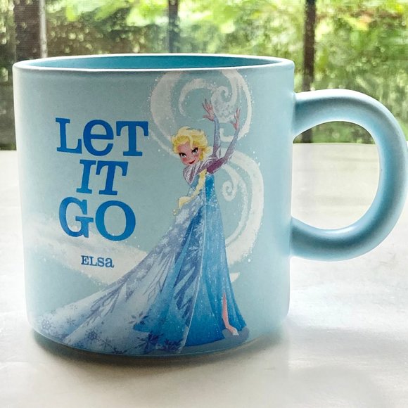 Disney Elsa Frozen Coffee Tea Mug Cup Ceramic LET IT GO Light Blue Hallmark Big - Picture 3 of 14